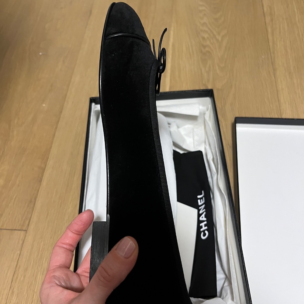 Chanel Ballet Flat Black Velvet 39.5 - Picture 3 of 7